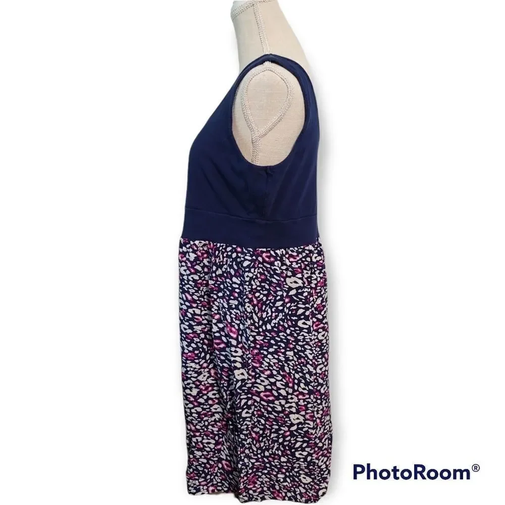 Torrid blue pink leopard sleeveless scoop neck comfy sundress - Picture 3 of 6